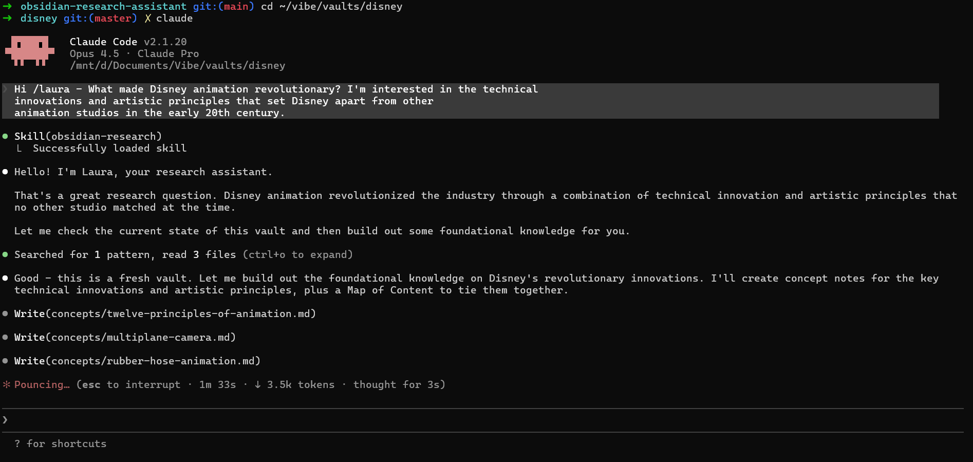 Laura starting to create concept files